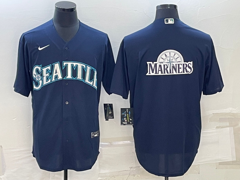 Men's Seattle Mariners Navy Alternate Replica Team Jersey baseball jersey product view 1