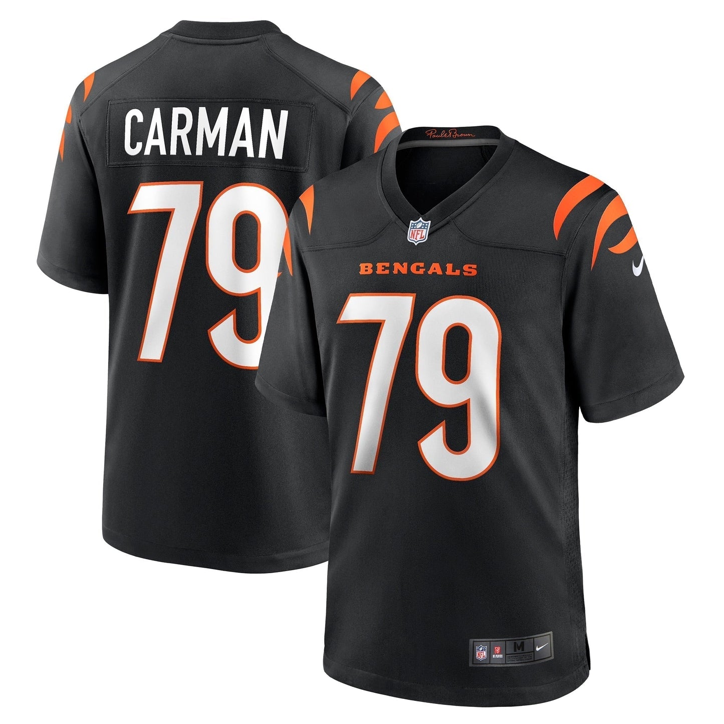 Jackson Carman Cincinnati Bengals Game Jersey - Black football jersey product view 1