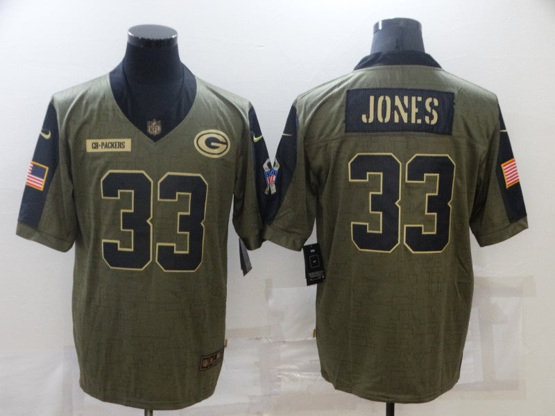 Men's Green Bay Packers Aaron Jones #33 Brown Game Player Jersey1 football jersey product view 1