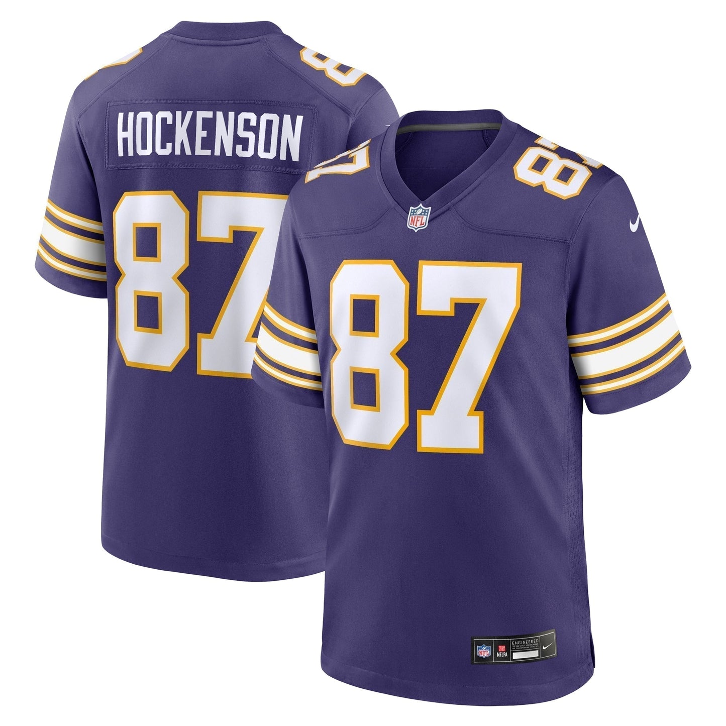 T.J. Hockenson Minnesota Vikings Classic Game Jersey - Purple football jersey product view 1