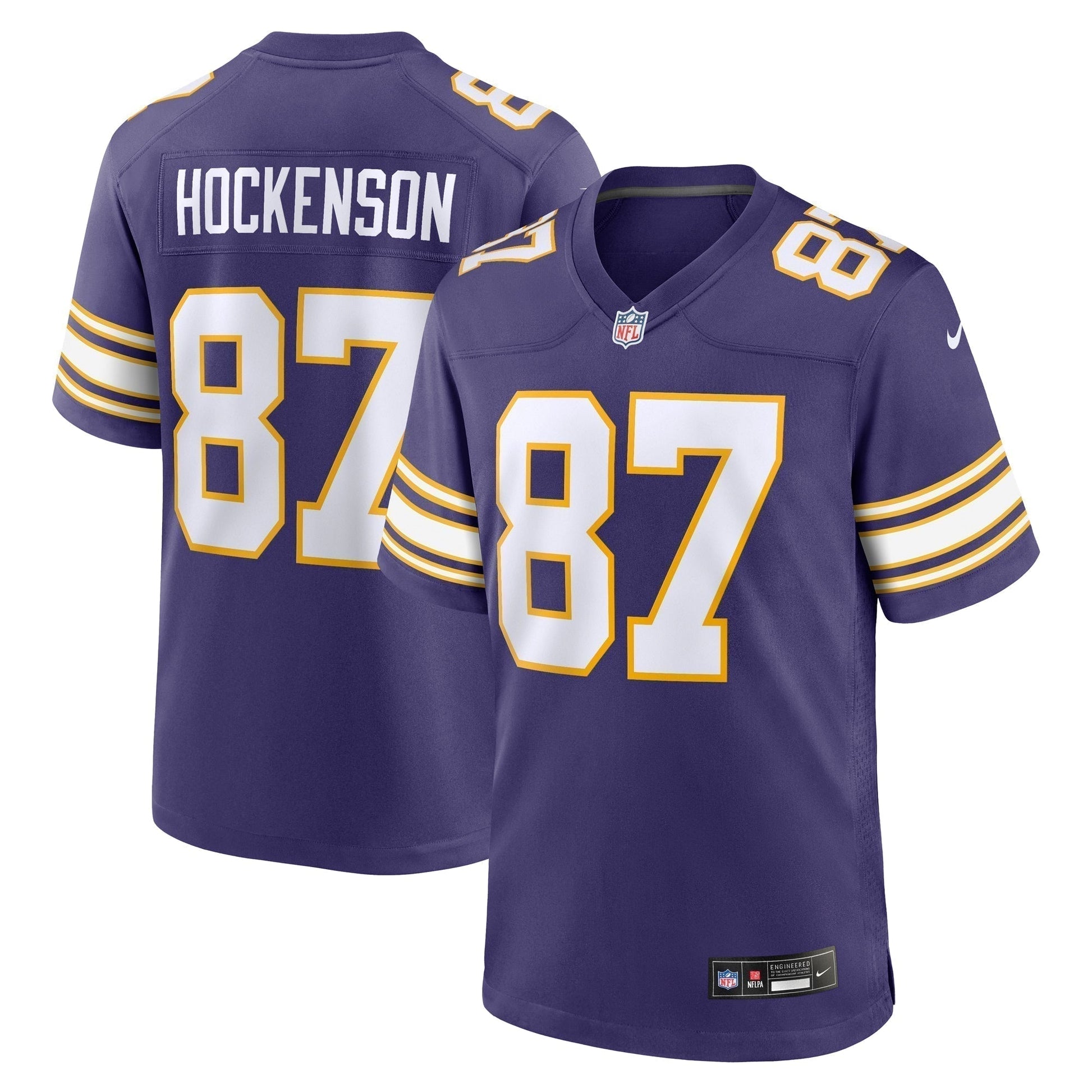 T.J. Hockenson Minnesota Vikings Classic Game Jersey - Purple football jersey product view 1