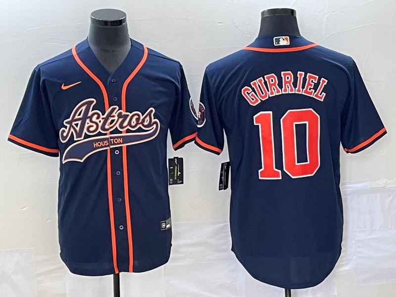 Men's Houston Astros Yuli Gurriel #10 Navy Replica Jersey Joint Edition baseball jersey product view 1