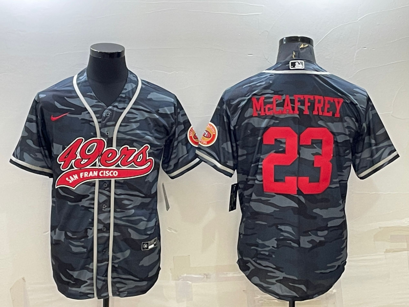 Men's San Francisco 49ers Christian McCaffrey Grey Camouflage Player Jersey Joint Edition football jersey product view 1