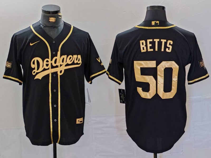 Men's Los Angeles Dodgers Mookie Betts Black Player Jersey baseball jersey product view 1