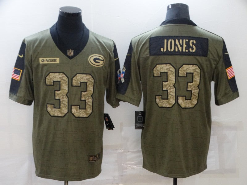 Men's Green Bay Packers Aaron Jones Brown Player Game Jersey football jersey product view 1