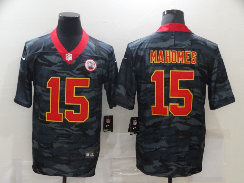 Men's Kansas City Chiefs Patrick Mahomes #15 Gray Camouflage Player Game Jersey1 football jersey product view 1