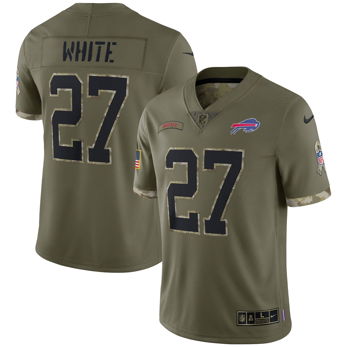 Tre'Davious White Buffalo Bills Salute To Service Limited Jersey - Olive football jersey product view 1