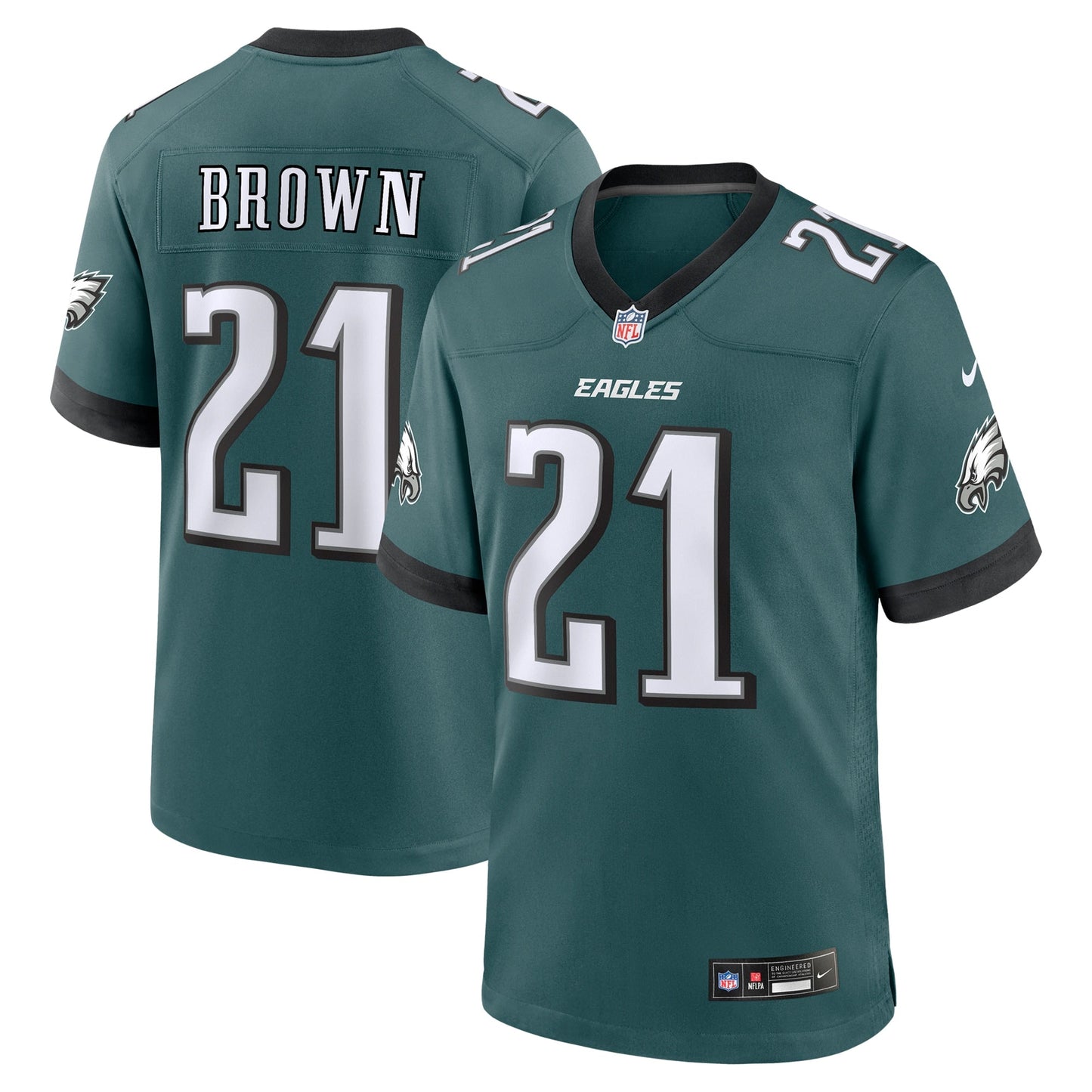 Sydney Brown Philadelphia Eagles Team Game Jersey - Midnight Green football jersey product view 1