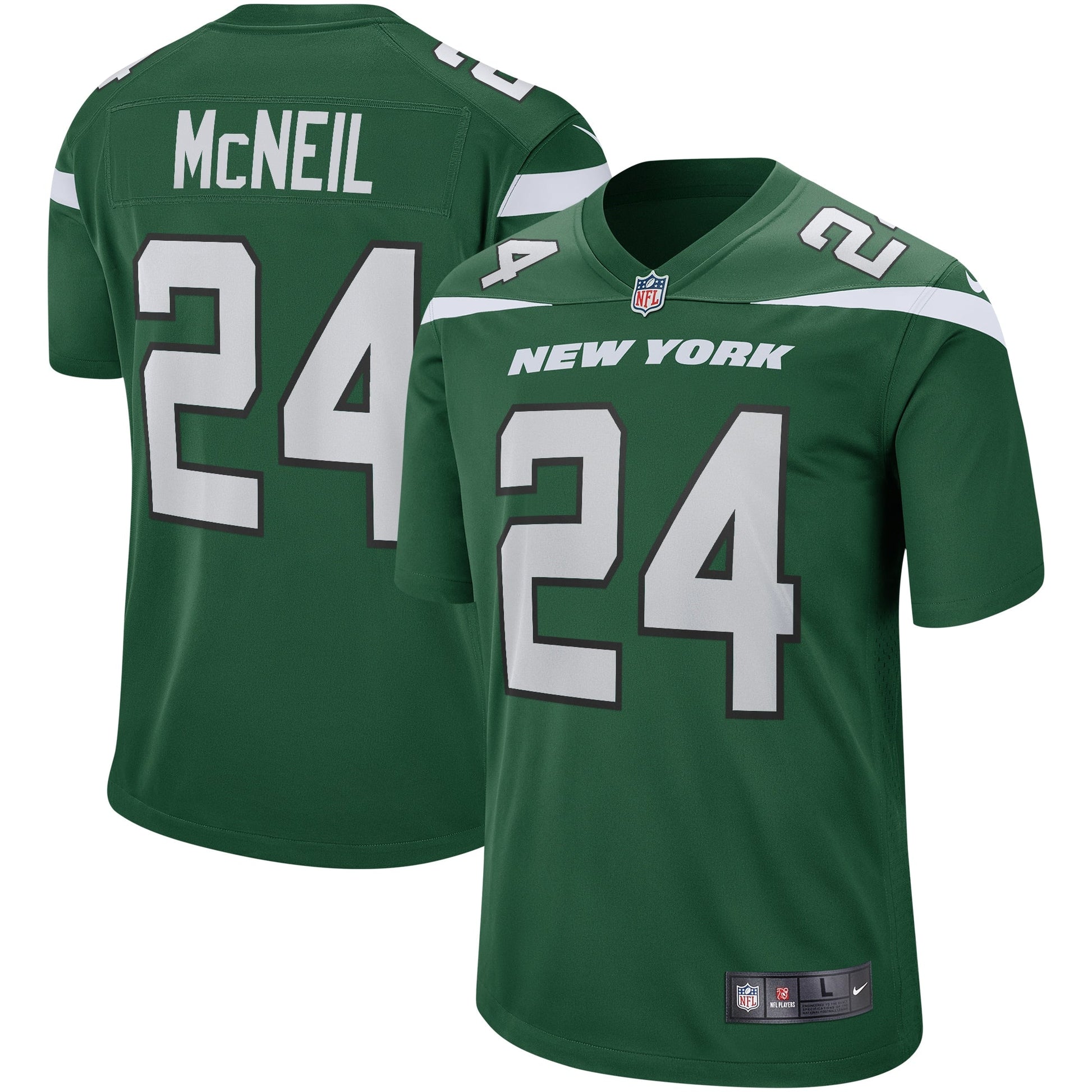 Freeman McNeil New York Jets Game Retired Jersey - Gotham Green football jersey product view 1