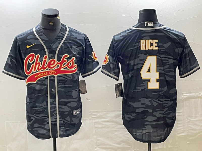 Men's Kansas City Chiefs Rashee Rice #4 Grey Camouflage Player Jersey1 Joint Edition football jersey product view 1