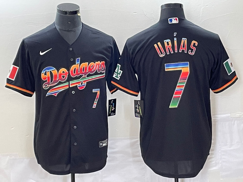 Men's Los Angeles Dodgers Julio Urias Black Alternate Replica Game Jersey baseball jersey product view 1