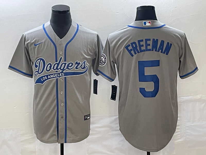 Men's Los Angeles Dodgers Freddie Freeman Gray Player Jersey Joint Edition baseball jersey product view 1