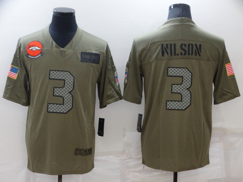 Men's Denver Broncos Russell Wilson #3 Brown Player Jersey1 football jersey product view 1