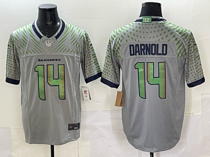 Men's Seattle Seahawks Sam Darnold Wolf Gray 2025 Rivalries Collection Limited Jersey football jersey product view 1