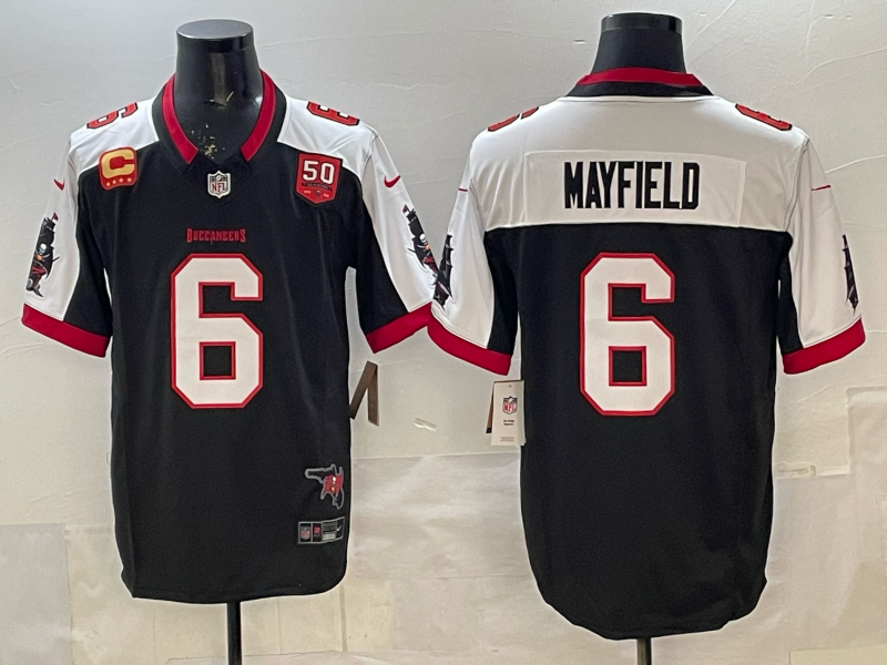 Men's Tampa Bay Buccaneers Baker Mayfield #6 Black Game Player Jersey football jersey product view 1