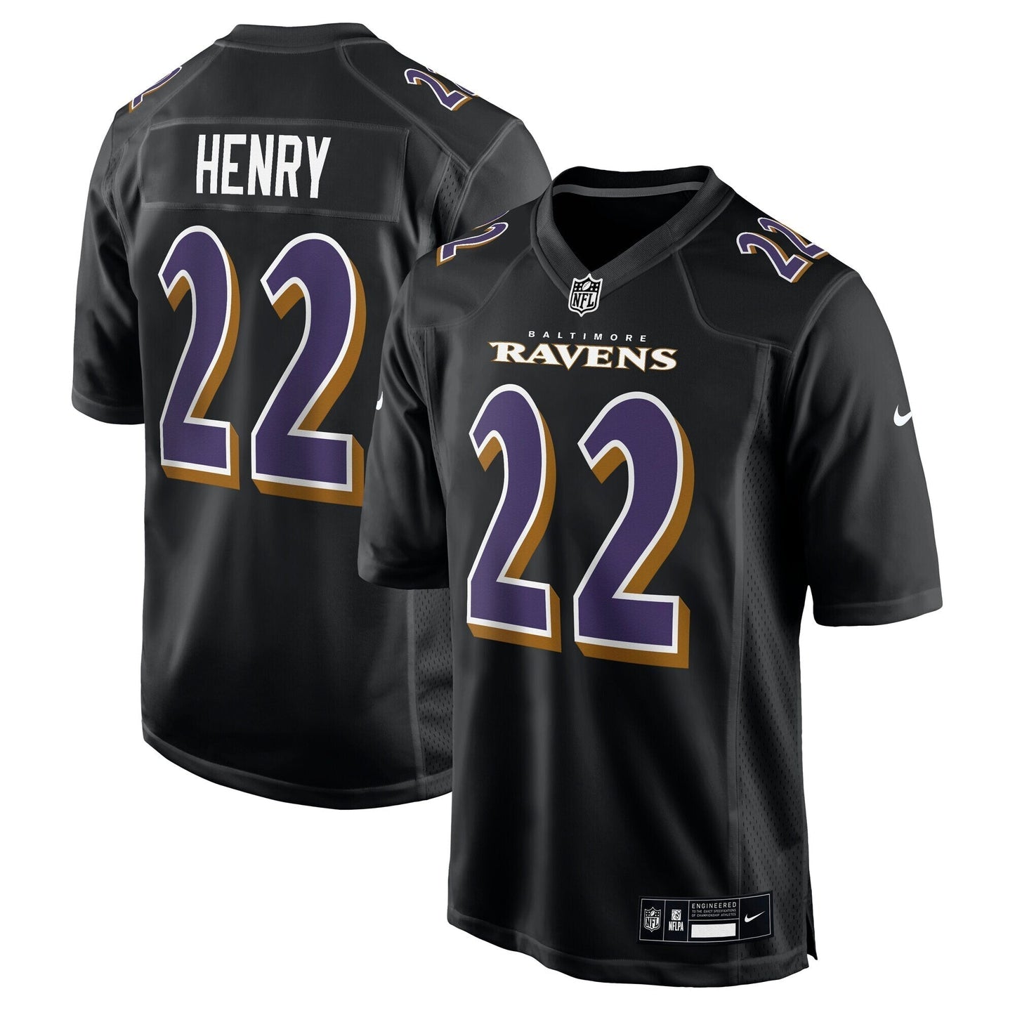 Baltimore Ravens Derrick Henry Carbon Black Fashion Jersey football jersey product view 1
