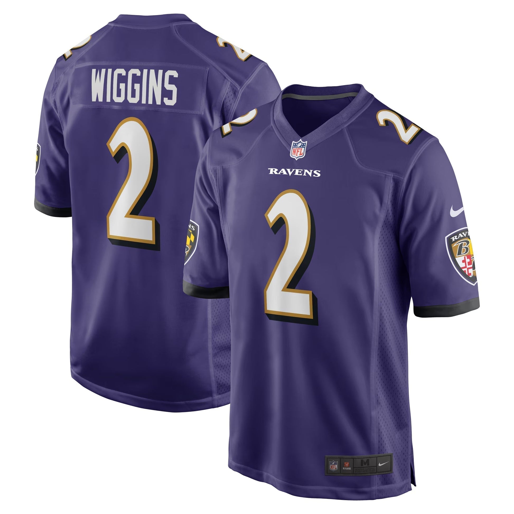 Baltimore Ravens Nate Wiggins Purple Player Game Jersey football jersey product view 1