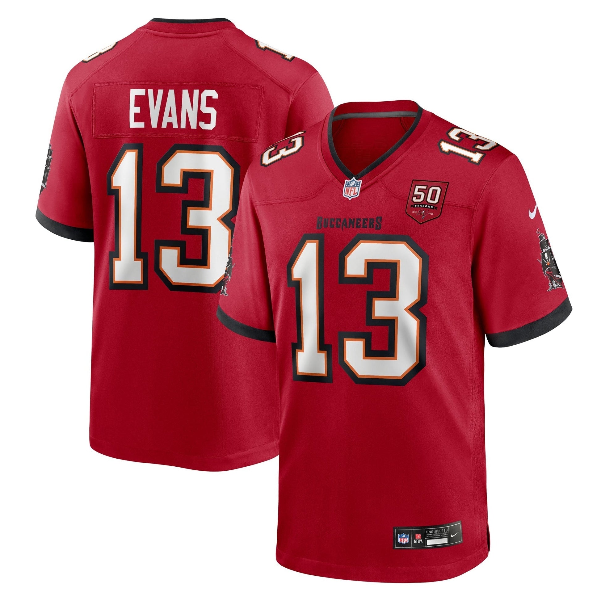 Tampa Bay Buccaneers Mike Evans Red 50th Season Team Game Jersey football jersey product view 1
