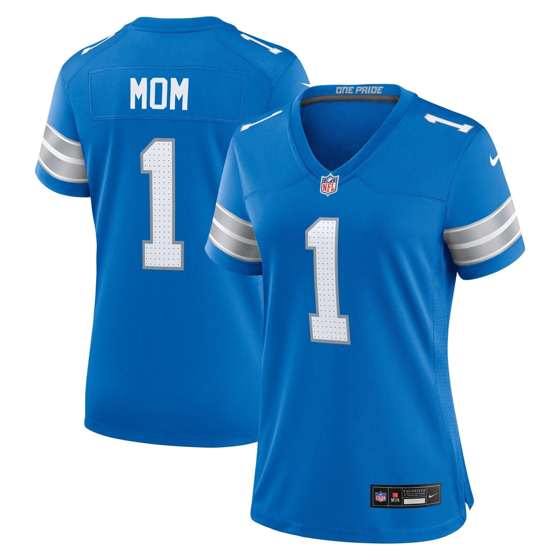 Detroit Lions Number 1 Mom Blue Game Jersey football jersey product view 1