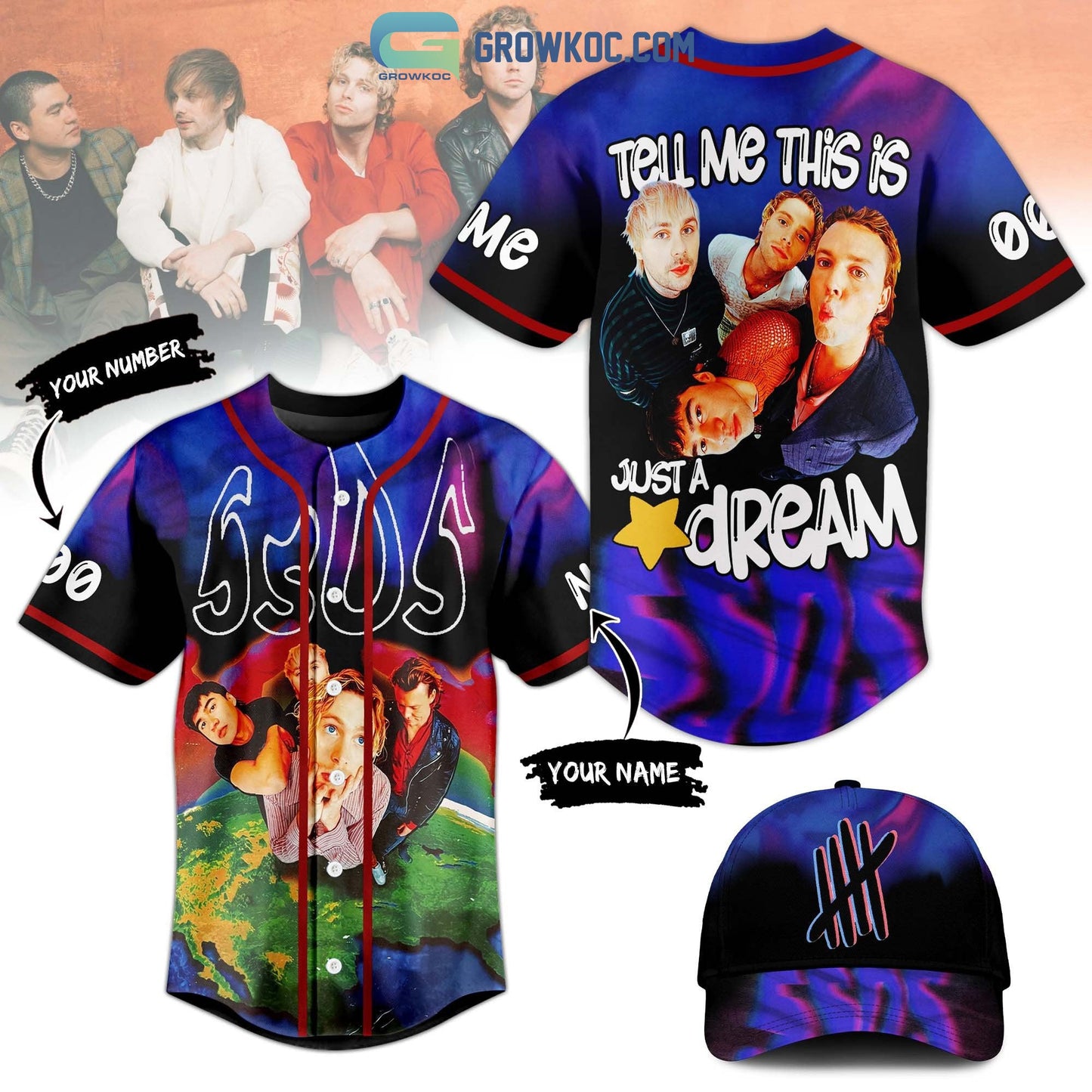 5Sos Tell Me This Is Just A Dream Personalized Baseball Jersey Unisex T-shirt, Sweatshirt, Hoodie, Long Sleeve Tee - T-Shirt, Sweatshirt, Hoodie