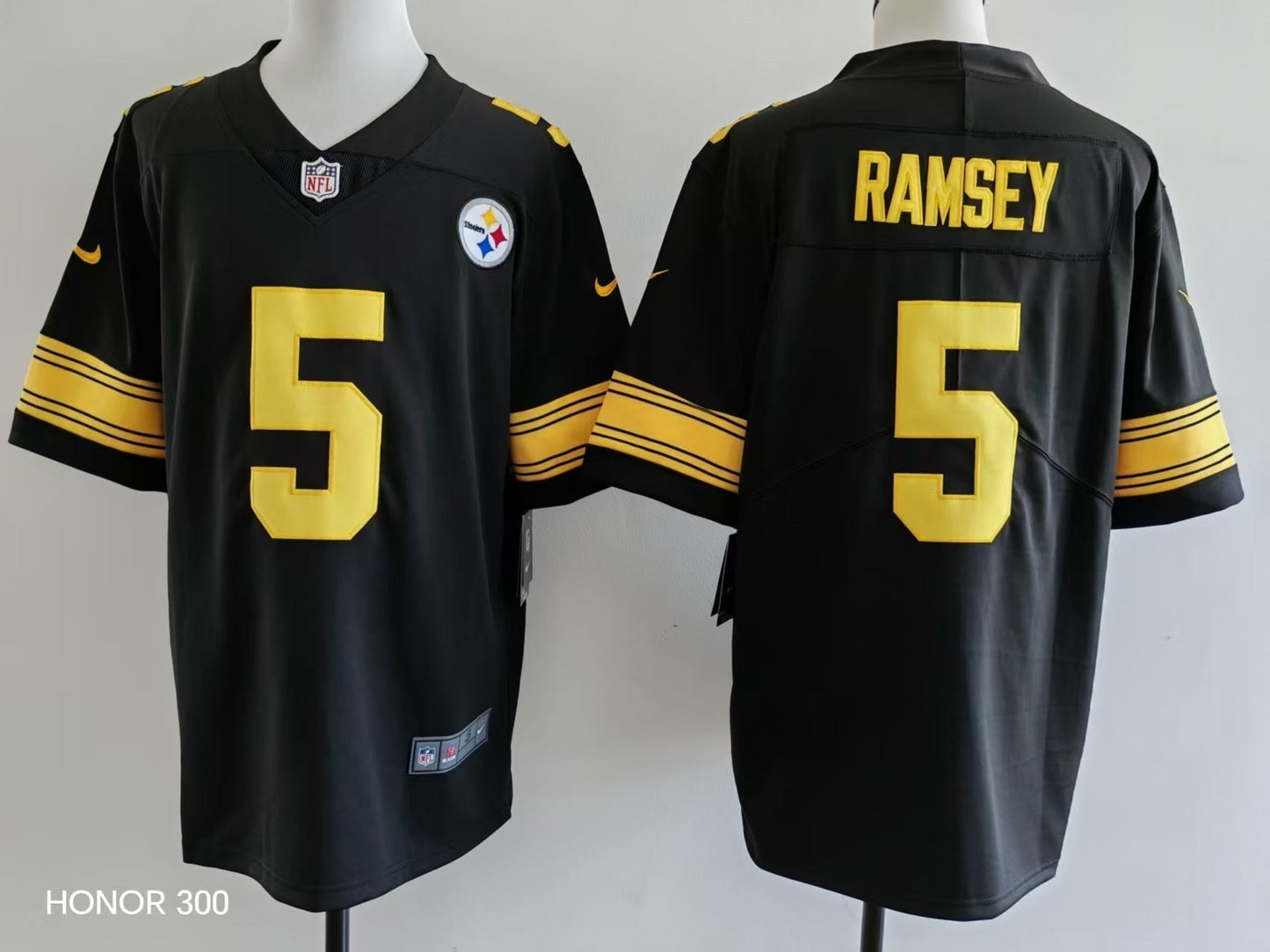 Men's Pittsburgh Steelers Jalen Ramsey Jersey - Black-yellow numbers football jersey product view 1