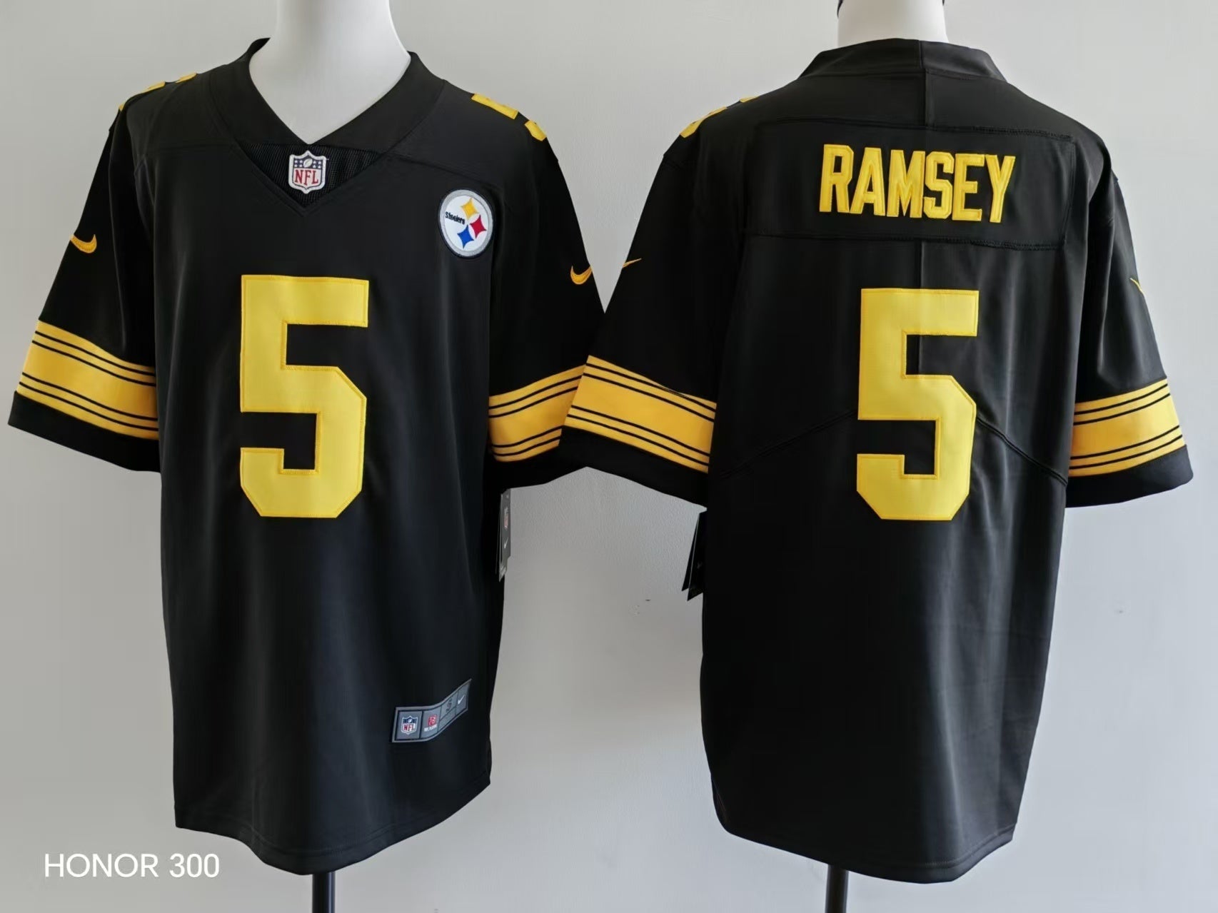 Men's Pittsburgh Steelers Jalen Ramsey Jersey - Black-yellow numbers football jersey product view 1