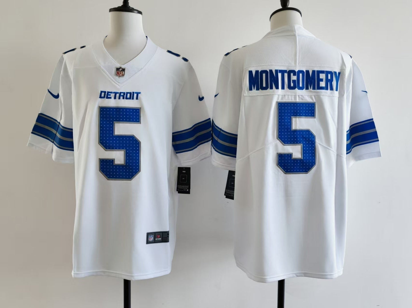 Men's Detroit Lions David Montgomery Jersey - White football jersey product view 1