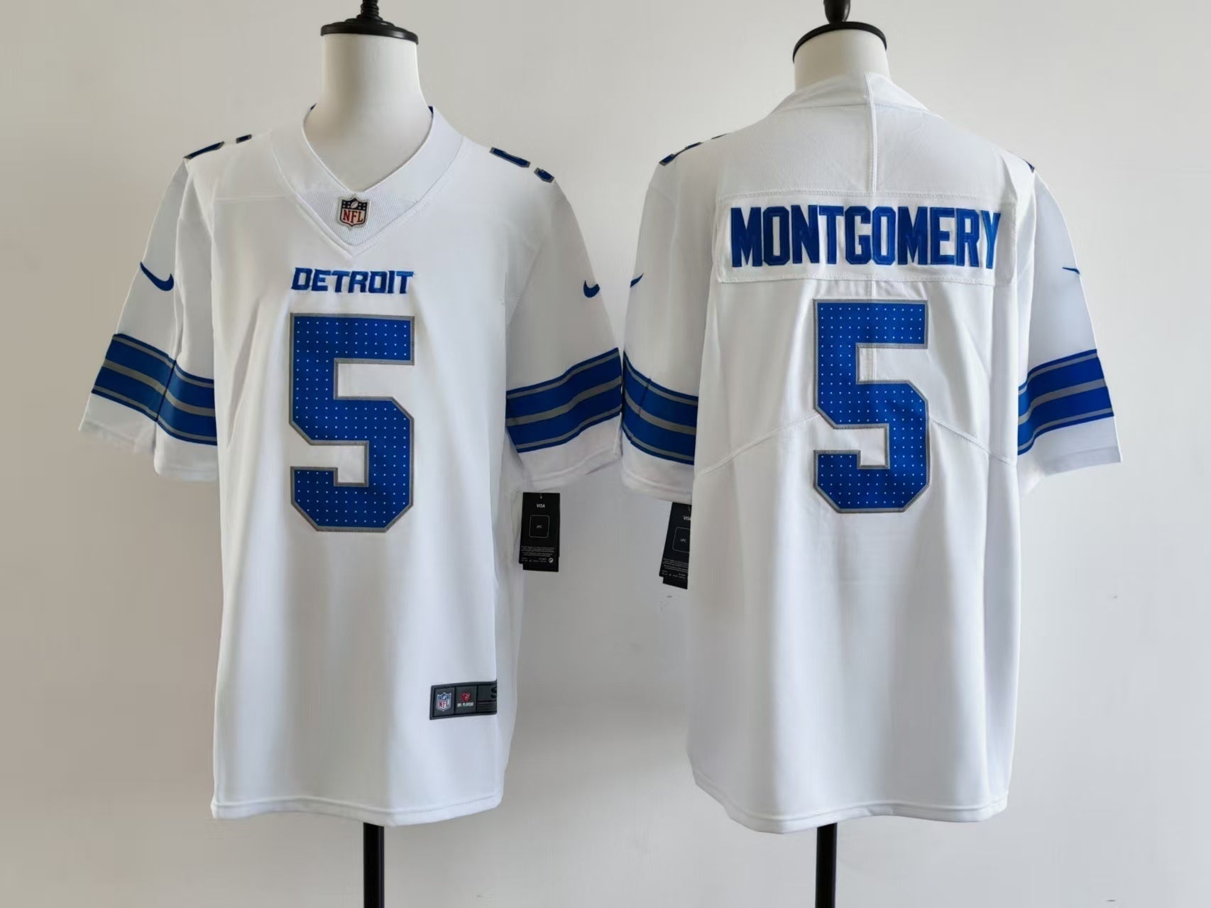 Men's Detroit Lions David Montgomery Jersey - White football jersey product view 1