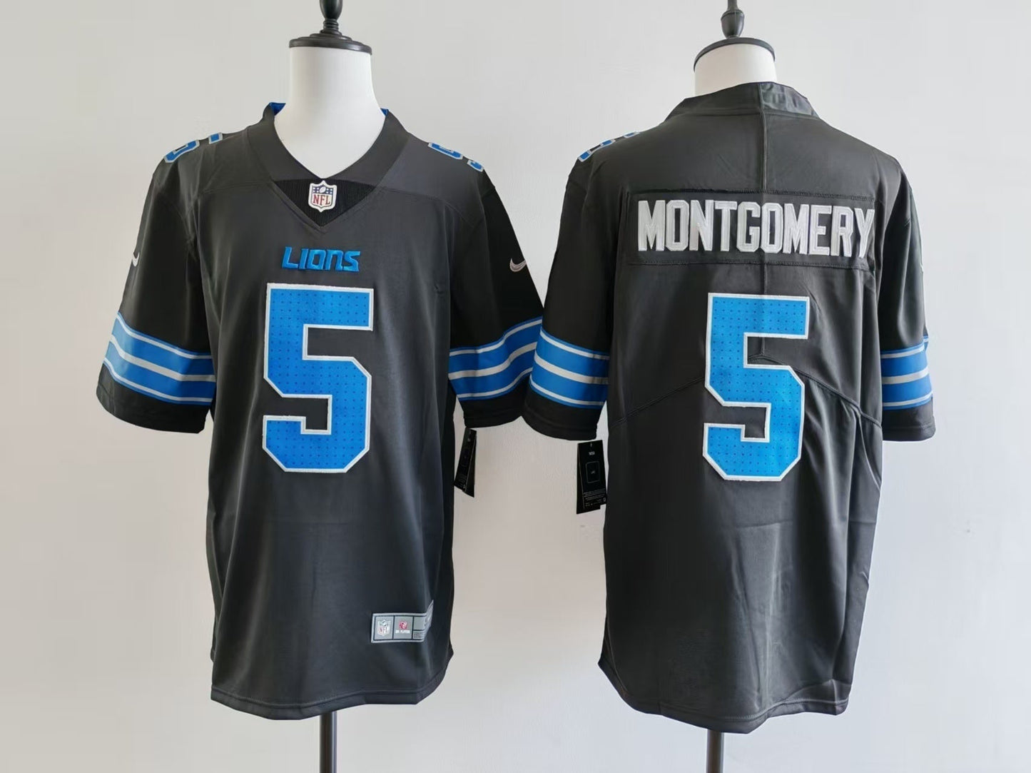 Men's Detroit Lions David Montgomery Jersey - Black football jersey product view 1