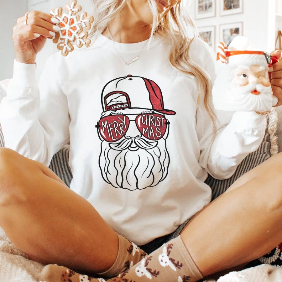 Cool Santa Sunglasses Sweatshirt Unisex T-shirt, Sweatshirt, Hoodie, Long Sleeve Tee - T-Shirt, Sweatshirt, Hoodie