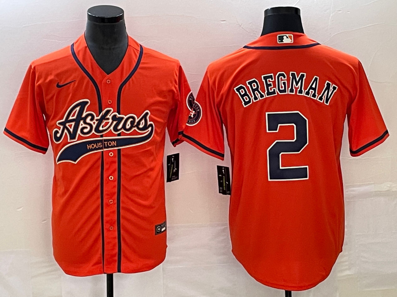 Men's Houston Astros Alex Bregman Orange Replica Jersey Joint Edition baseball jersey product view 1
