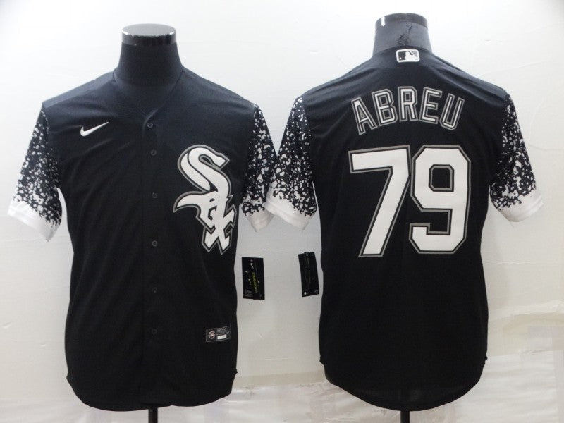 Men's Chicago White Sox Jose Abreu #79 Black Authentic Game Jersey baseball jersey product view 1