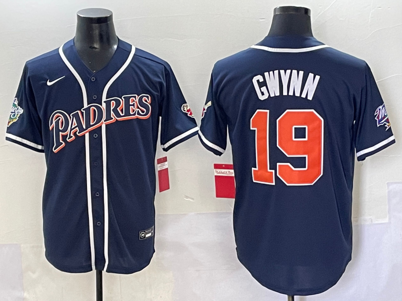 Men's San Diego Padres Tony Gwynn Navy Stitched Jersey baseball jersey product view 1