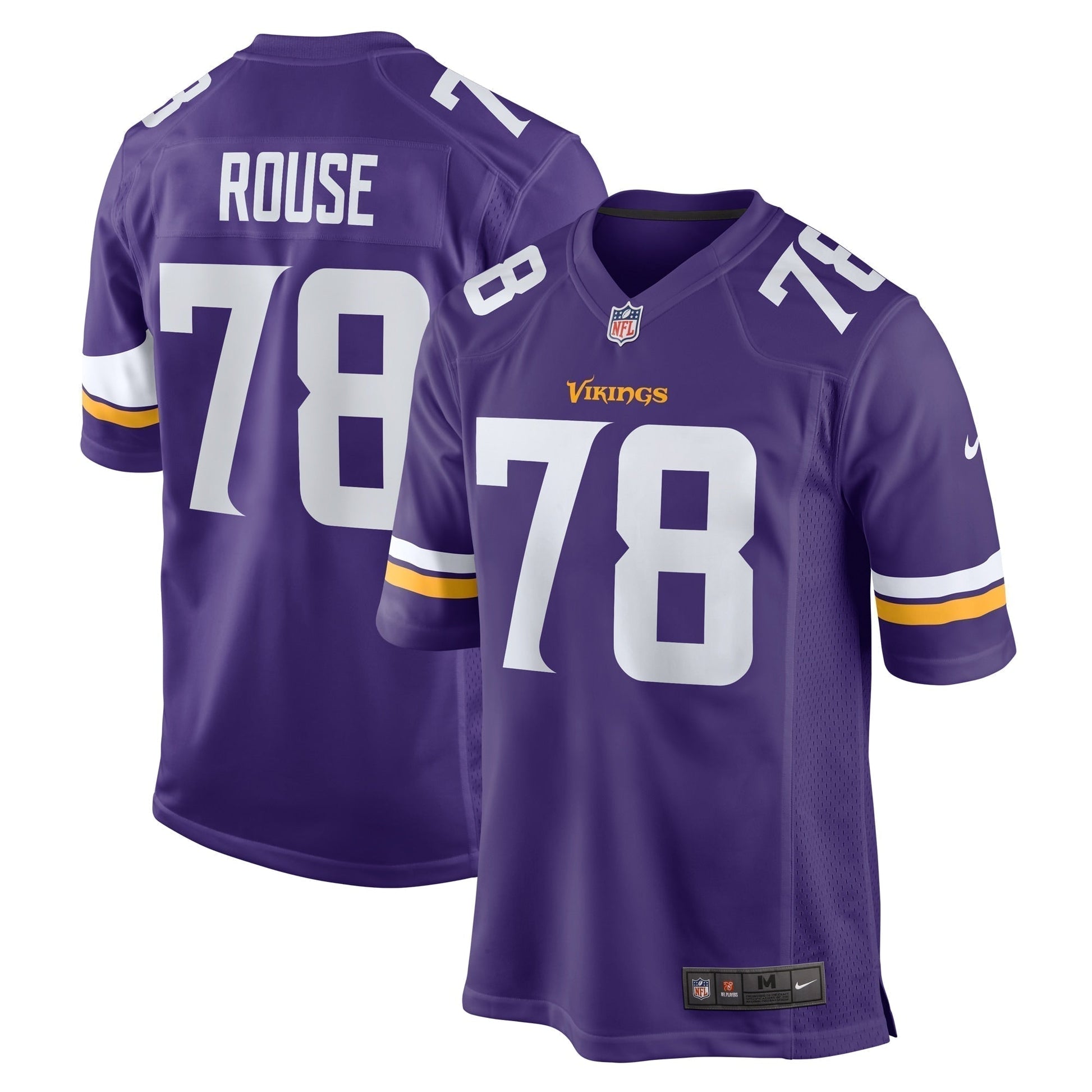 Walter Rouse Minnesota Vikings Game Jersey - Purple football jersey product view 1