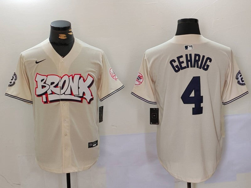 Men's New York Yankees Lou Gehrig #4 Cream Limited Player Jersey1 baseball jersey product view 1