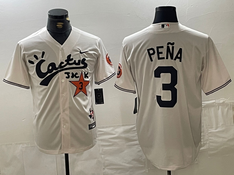 Men's Houston Astros Jeremy Pena #3 Cream Player Jersey Joint Edition baseball jersey product view 1