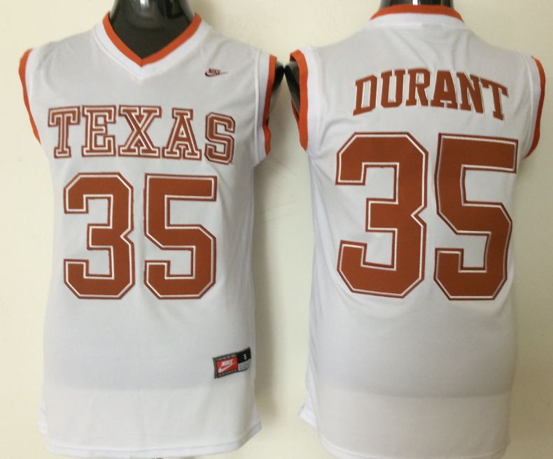 Men's Texas Longhorns Kevin Durant #35 White Replica Team Jersey basketball jersey product view 1