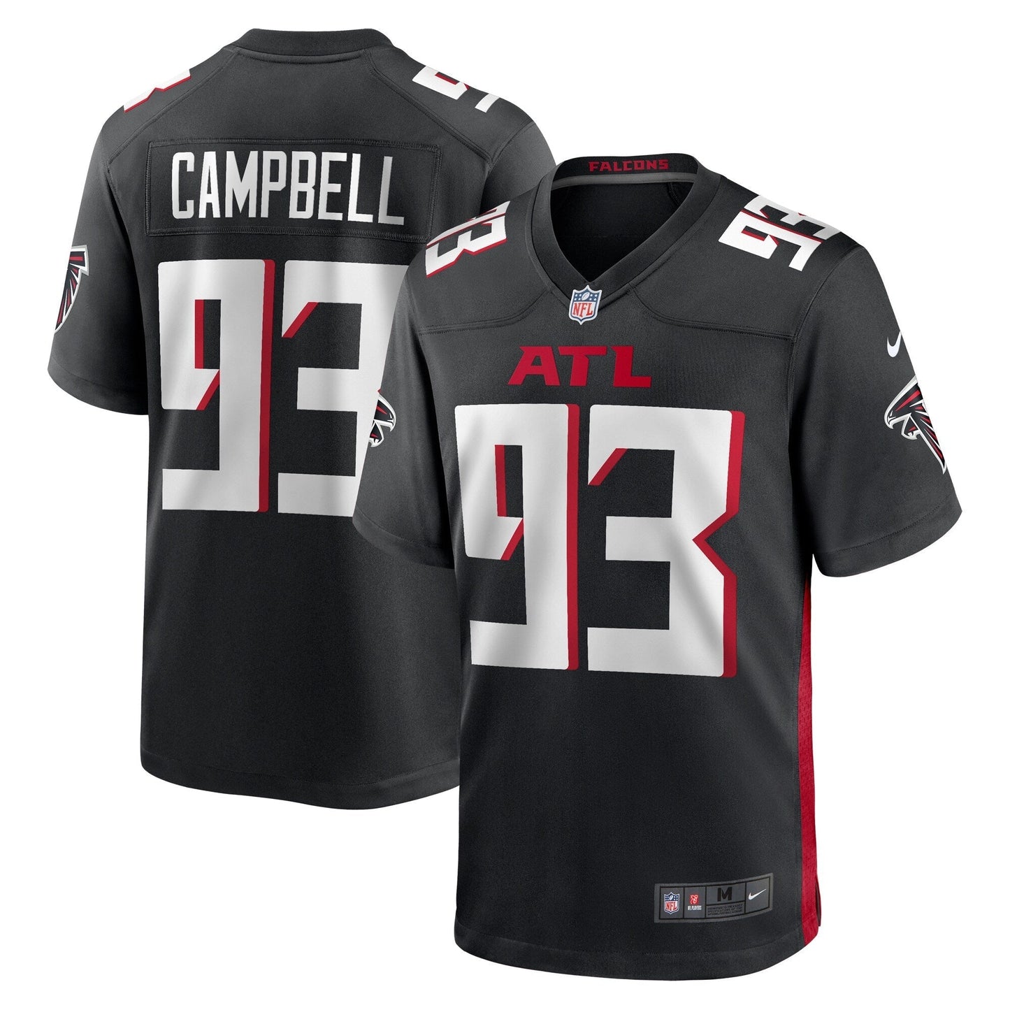 Calais Campbell Atlanta Falcons Game Jersey - Black football jersey product view 1