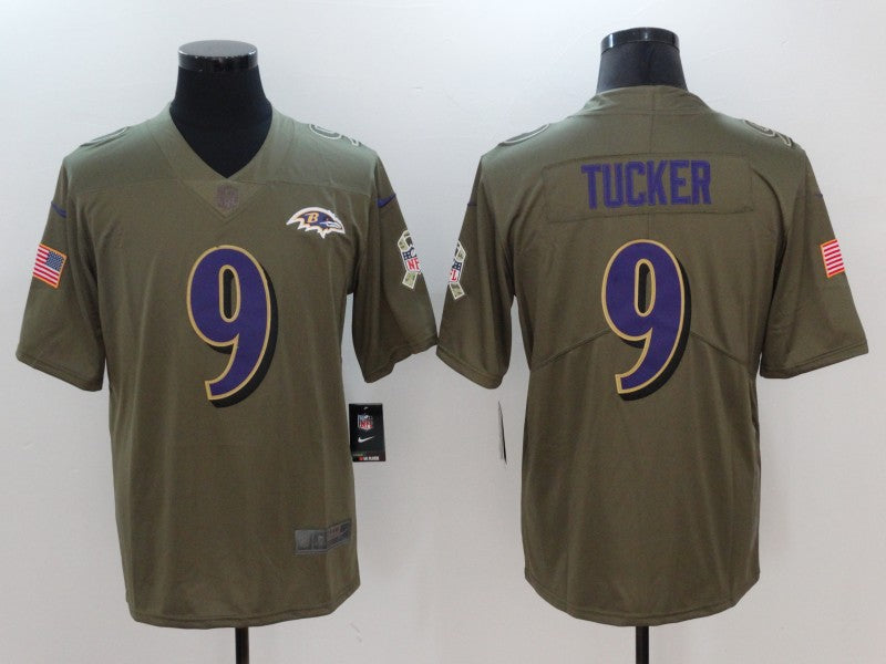 Men's Baltimore Ravens Justin Tucker #9 Brown Game Jersey1 football jersey product view 1