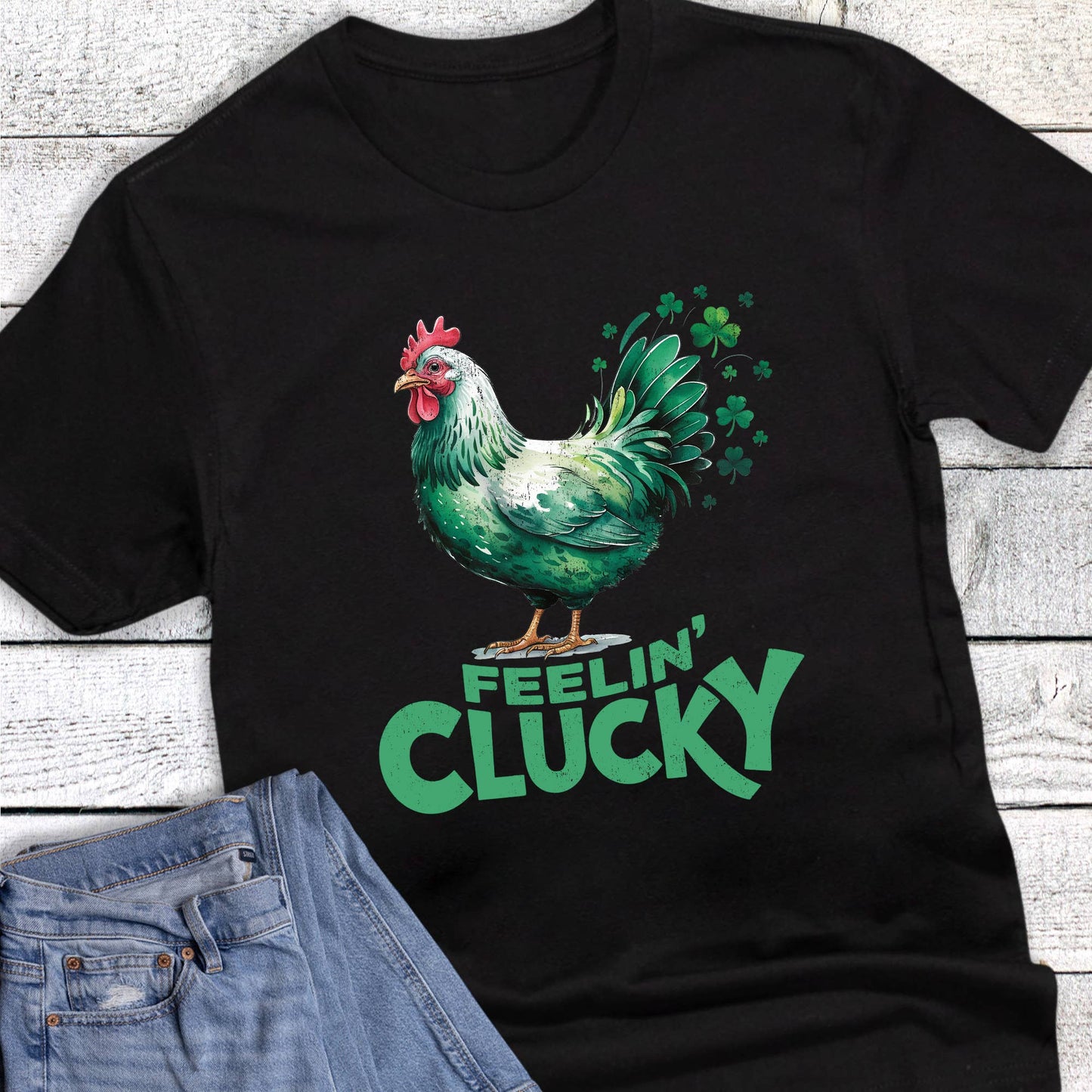 St. Patrick's Feelin' Clucky Chicken Graphic Tee Unisex T-shirt, Sweatshirt, Hoodie, Long Sleeve Tee - T-Shirt, Sweatshirt, Hoodie