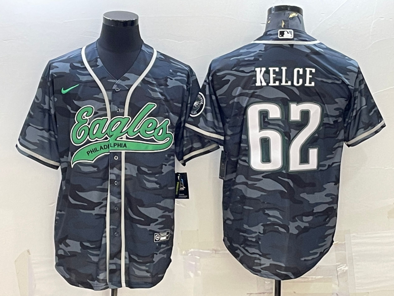 Men's Philadelphia Eagles Jason Kelce Grey Camouflage Game Jersey Joint Edition football jersey product view 1