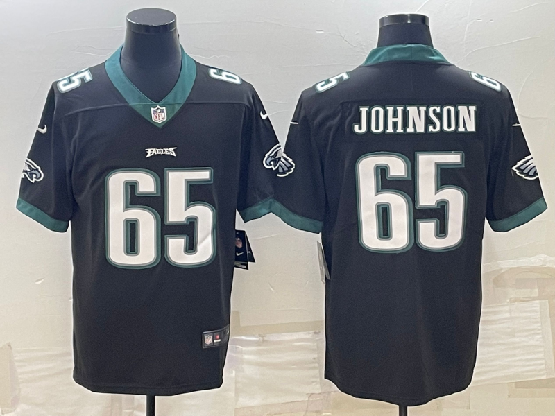 Men's Philadelphia Eagles Fred Johnson #65 Black Game Jersey1 football jersey product view 1