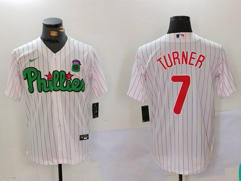 Men's Philadelphia Phillies Trea Turner #7 White Limited Player Jersey baseball jersey product view 1