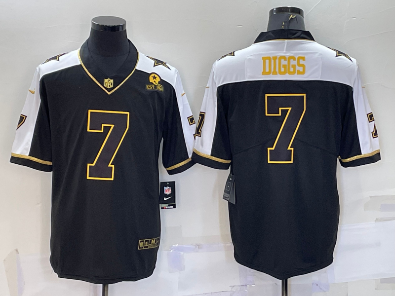 Men's Dallas Cowboys Trevon Diggs #7 Black Player Jersey1 football jersey product view 1