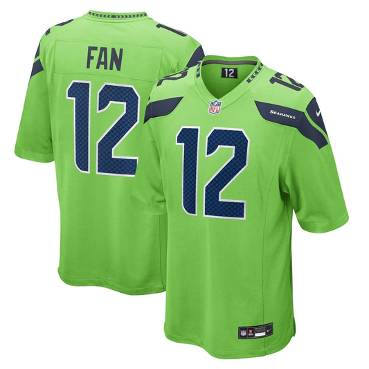 12s Seattle Seahawks Game Jersey - Neon Green football jersey product view 1