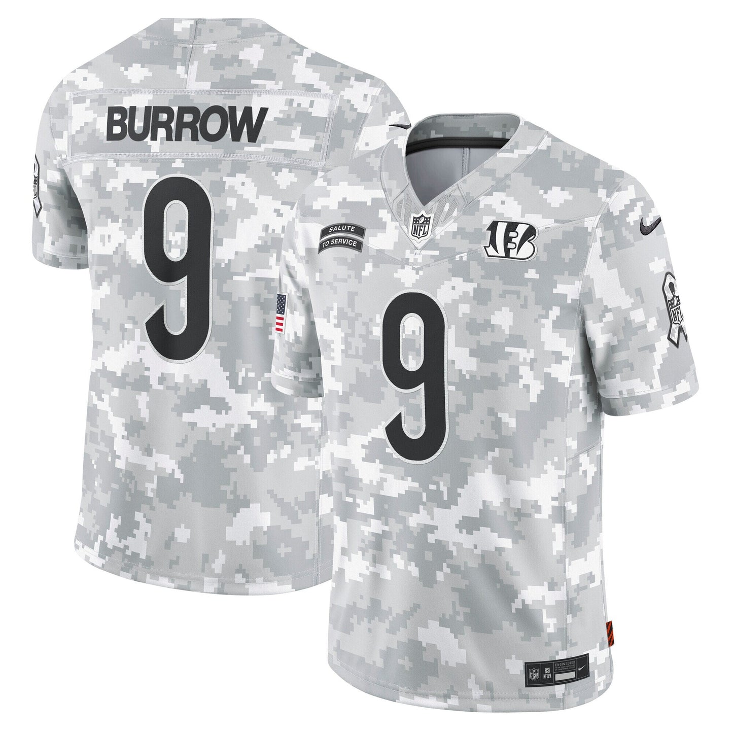 Joe Burrow Cincinnati Bengals 2024 Salute to Service Limited Jersey - Arctic Camo football jersey product view 1