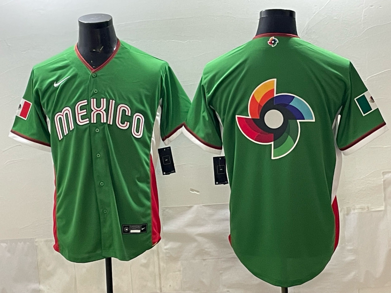 Men's Mexico Baseball Green 2026 World Baseball Classic Player Jersey baseball jersey product view 1
