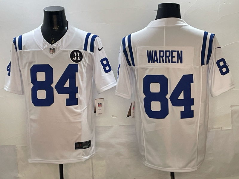 Men's Indianapolis Colts Tyler Warren #84 White Game Jersey football jersey product view 1