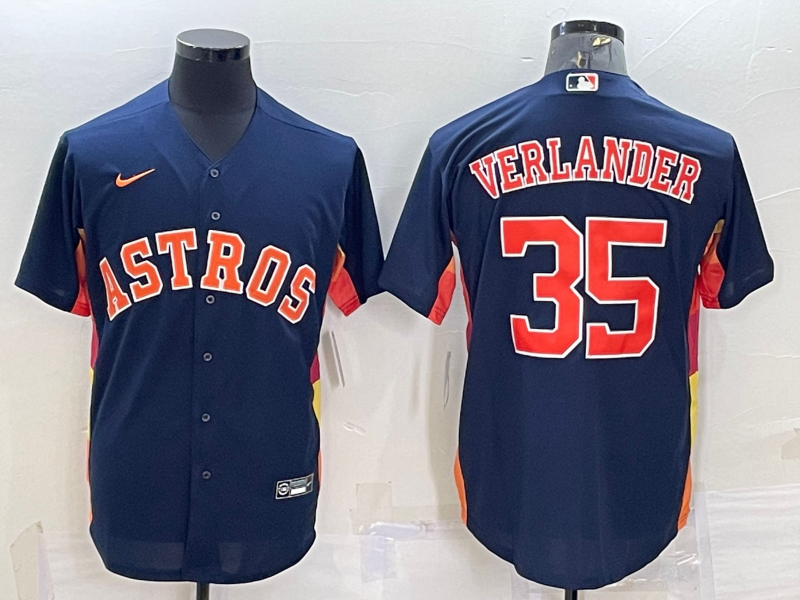 Men's Houston Astros Justin Verlander Navy Alternate Replica Player Name Jersey baseball jersey product view 1