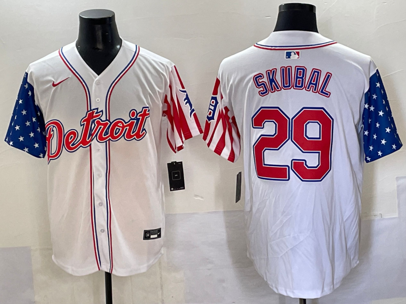 Men's Detroit Tigers Tarik Skubal #29 White Replica Player Jersey baseball jersey product view 1